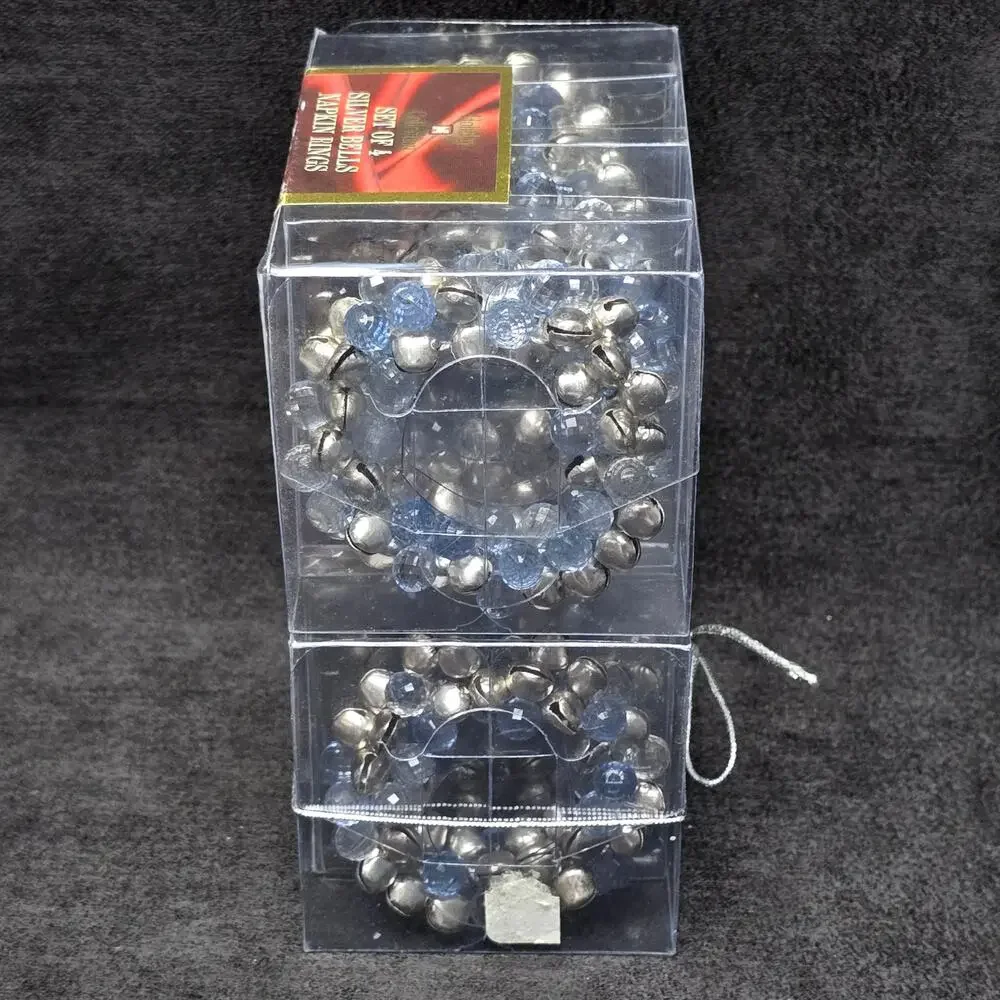 Holiday Collection Set of 4 Silver Bells Napkin Rings 8 Holders in Total